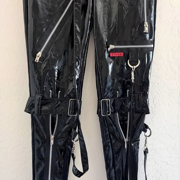 NEW TRIPP NYC Black Vinyl Rage Bondage Pants Size 25 - Picture 11 of 14
